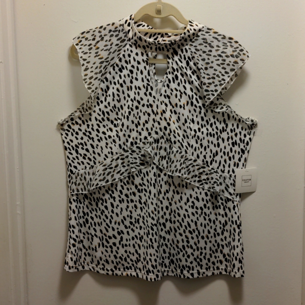Leopard Mock Neck Blouse